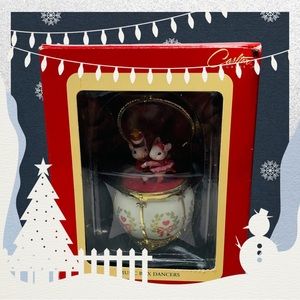 Carlton Cards 1994 Vintage Christmas Ornament Music Box Dancers Mice